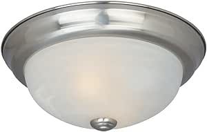 Designers Fountain 11 in Modern 2-Light Flush Mount Ceiling Light, Satin Platinum with Alabaster Glass Shade, 1257S-SP-AL