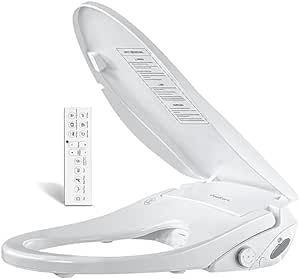 Bidet Toilet Seat: Smart Toilet Seat with Wireless Remote and Side Panel, Multiple Spray Modes, Adjustable Heated Seat Smart Unlimited Warm Water, Vortex Wash, Electronic Heated, Rear and Front Wash