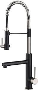 Kraus KPF-1603SFSMB Artec Pro 2-Function Commercial Style Pre-Rinse Kitchen Faucet with Pull-Down Spring Spout and Pot Filler, 24.75 inch, Spot Free Finish Stainless Steel/Matte Black