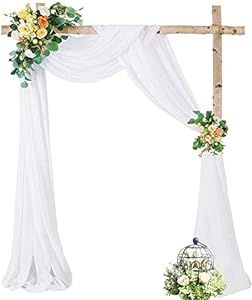 Wedding Arch Draping Fabric, 1 Panel 28" x 19Ft White Wedding Arch Drapes Sheer Backdrop Curtain for Wedding Ceremony Party Ceiling Decor