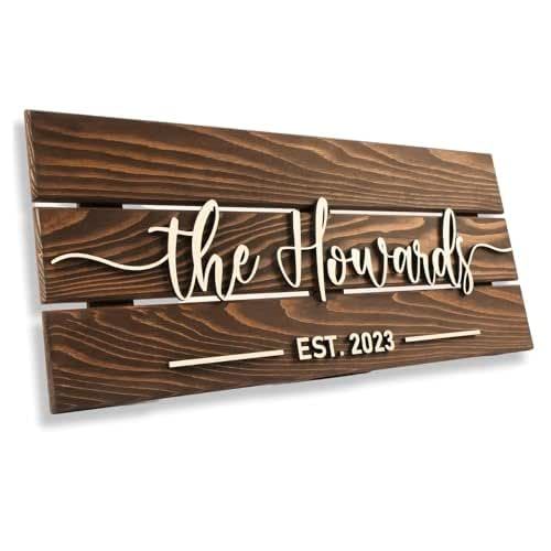 Personalized Custom Wood Name Sign for Home, Office, Nursery, Wedding, Babby Shower (Medium, Country Rustic, Walnut)