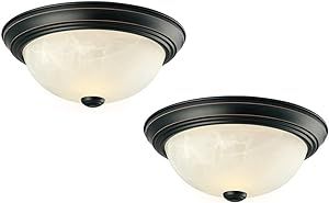 Design House 587519 Traditional 2 Pack 2-Light Indoor Dimmable Ceiling Light with Alabaster Glass for Bedroom Hallway Kitchen Dining Room, Oil Rubbed Bronze, 11-Inch