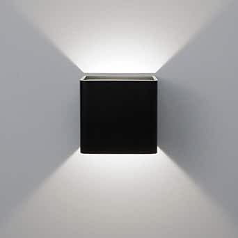 Aipsun Square Matte 10W LED COB Modern Up and Down Wall Light Indoor Wall Mount Sconce Pathway Staircase Bedroom Reading Living Room Balcony Home Lighting Fixture(Black, White 4000K)