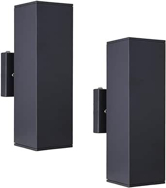 Cerdeco Aluminum Modern Outdoor Wall Light, Dusk to Dawn Exterior Up Down Light Fixtures Matte Black [UL Listed] (2 Pack)