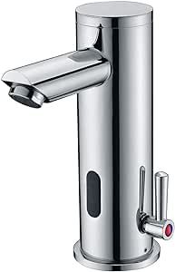 Automatic Electronic Sensor Touchless Faucet, Motion Activated Hands-Free Bathroom Vessel Sink Tap, Temperature Adjustable knob, Hot and Cold Mixer, Chrome Polished Finish…