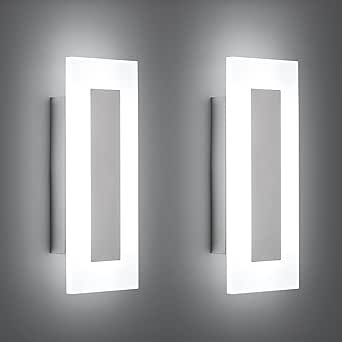 LMQNINE Modern LED Acrylic Wall Sconce Warm White Light Chrome 6000K for Bedroom Corridor Stairs Bathroom Indoor Lighting Fixture Lamps Home Room Decor (2-Pack)…