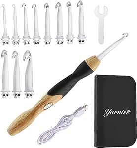 11 Sizes Lighted Crochet Hooks Set - Light Up Crochet Hooks with Case,Rechargeable, Light,2.5mm to 8mm…