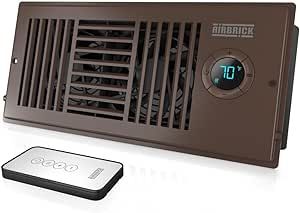 Quiet Smart Register Booster Fan with Remote Control. Fits 4” x 10” Register Holes. Enhances AC/Furnace Vent Airflow, delivers Heating and Cooling to Rooms. For Wall and Floor Registers.