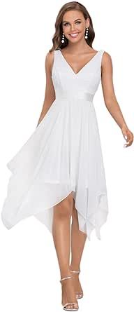Ever-Pretty Women's Vintage V Neck Irregular Hem Lace A Line Chiffon Cocktail Dresses 00207