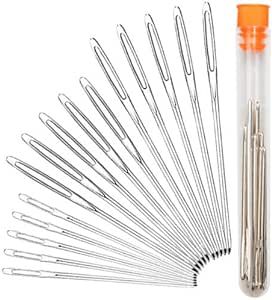 Large-Eye Blunt Needles, Stainless Steel Yarn Knitting Needles, Sewing Needles, Crafting Knitting Weaving Stringing Needles,Perfect for Finishing Off Crochet Projects (15 Pieces)
