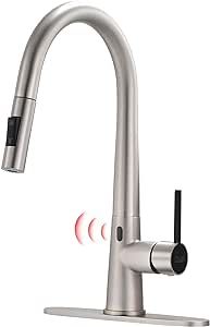GIMILI Touchless Kitchen Faucet with Pull Down Sprayer, High Arc Single Handle Motion Sensor Smart Activated Hands-Free Kitchen Sink Faucet, Brushed Nickel