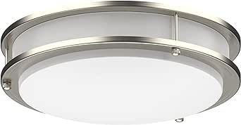 DYMOND LED Ceiling Light Fixture Flush Mount 4000K Natural Daylight Dimmable Surface Mount Brushed Nickel Ceiling Lamp for Kitchen, Hallway, Bathroom, Bedroom, Closet (12 Inch)