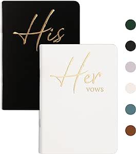 Vow Books His and Hers, Wedding Vow Books with Gold Foil Lettering, Perfect Wedding Ceremony Essential for Wedding Stuff, Beautiful Wedding Gift for Keepsake - White and Black