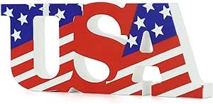 4th of July Wooden Signs Patriotic Star USA LOVE Car Sign Independence Day Desk Decor Memorial Independence Labor Day Table Decorations Wood Table Centerpieces D1-DLRBJ (USA)