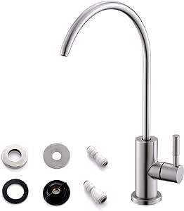 WEWE Drinking Water Faucet for Kitchen Sink, Kitchen Water Filter Faucet Stainless Steel for Reverse Osmosis or Water Filtration System Beverage Non-Air Gap RO Faucet Brushed Nickel Finish