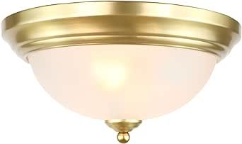 Ceiling Light Fixture, 15inch Modern Flush Mount Ceiling Light, Bathroom Light Fixtures with Frosted Glass Lampshade for Bedroom Hallway Living Room Dining Room(Gold)