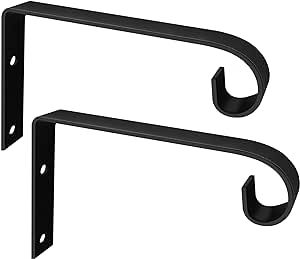 Jantens 8-inch Hanging Plant Bracket 2 Pack, Metal Plant Hook for Indoor & Outdoor, Decorative Wall Plant Hanger for Hanging Planters, Lanterns, Bird Feeders, Flower Baskets - Black