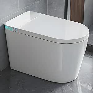 Smart Toilet with Bidet Built In, Smart Toilet with AUTO Open/Close Lid, Foot Sensor Operation, 85MM Heated Bidet Toilet Seat with Warm Water, Warm Air Dryer, LED Display