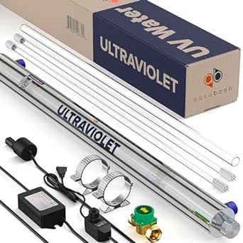 UV Water Purification System 55W, 12 GPM - UV Water Filter with Smart Flow Sensor Switch - Whole House UV Water Purifier Ensuring Water Purity - UV Light for Well & City Water + 1 Extra Lamp