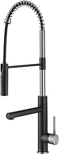 KRAUS Artec Pro (2nd Gen) Commercial Style Pull-Down Single Handle Kitchen Faucet with Pot Filler in Spot Free Stainless Steel/Matte Black, KPF-1604SFSMB