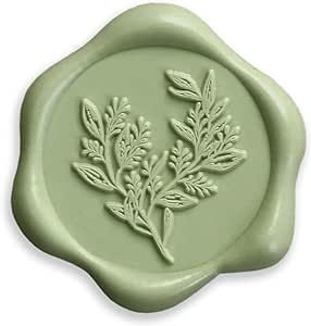 UNIQOOO Wax Seal Stickers - Eucalyptus Wedding Invitation Envelope Seal Stickers, 50 Pcs Self- adhesive Sage Green Stickers, Perfect for Invitation, Christmas, Gift Wrapping