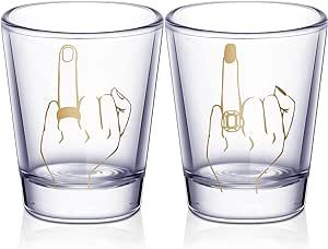 Bride and Groom Glasses 2 Pieces Ring Finger Wedding Wine Glasses Funny Bride Wine Glass 2 oz Wine Glasses Mr and Mrs Engagement Gifts Stemless Wine Glass for Newlyweds Couples