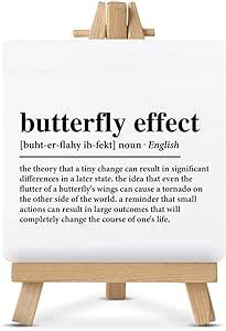 Inspirational Motivational Desk Decor, Butterfly Effect Definition Wood Sign with Easel Home Bedroom Living Room Table Desk Decoration