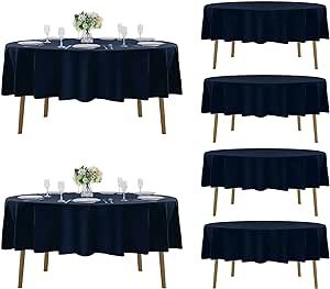 6 Pack Round Tablecloth, 70 Inch, Stain Resistant and Wrinkle Polyester Table Cloth, Fabric Table Cover for Kitchen Dining, Wedding, Party, Holiday Dinner-Navy