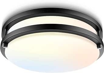 Bilrect Flush Mount Ceiling Light, 10 inch Ceiling Light Fixture Dimmable,18W [160W Equiv] 1600lm, 3000K/4000K/5000K Bedroom Ceiling Lights for Kitchen, Hallway, Bathroom, Offices, ETL Listed