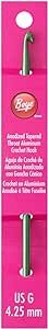 Boye 332621800GM Aluminum Crochet Hook, Size G, 4.25 mm, 6'', Pink