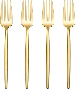 I00000 90 Pcs Gold Plastic Forks, Gold Plastic Silverware, Gold Disposable Utensils, Disposable Heavy Duty Plastic Forks Perfect for Parties,Wedding,Dinners