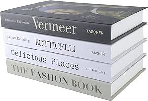 4 Pcs Decorative Books for Home decor,Black and whiteshelf Decor Accents Library decor for Home Sweet Stacked Books