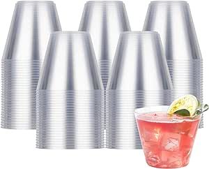 100PCS 9oz Clear Plastic Cups for Party, Disposable Clear Plastic Cups, Plastic Cocktail Glasses for Wedding Thanksgiving, Christmas, and Parties