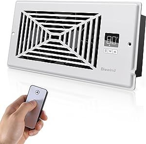 Quiet Register Booster Fan, Smart Register Vent Fits 4" x 10" Register Holes with Remote Control and Thermostat Control, Heating Cooling AC Vent Fan - White