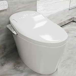 Smart Toilet with Tankless, Auto Lid & Flush, Heated Seat, Dryer, Elderly/Children Mode, Night Light, 1.32GPF Flush Power, LED Display, Side Control Panel & Wireless Remote