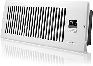 AC Infinity AIRTAP T4, Quiet Register Booster Fan with Thermostat 10-Speed Control, Heating Cooling AC Vent, Fits 4” x 12” Register Holes, White
