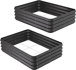 ENJOYBASICS Raised Garden Bed Outdoor, Thickened Bottomless Garden Beds for Gardening 4x3x1 FT, 2 Pack Plastic Raised Planter Box for Growing Vegetables, Fruits, Flower, Herb