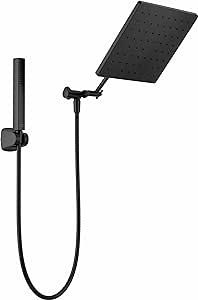 Delta Faucet 10-inch Raincan Shower Head and Hand Held Shower Combo, Black Square Shower Head, Rainfall Shower Head, Hand Shower, High Pressure Shower Head, 1.75 GPM Flow Rate, Matte Black 75527-BL
