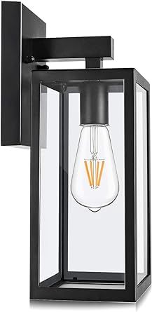 MAXvolador Outdoor Wall Lantern, Exterior Waterproof Wall Sconce Light Fixture, Black Anti-Rust Wall Mount Light with Clear Glass, E26 Base Wall Lamp