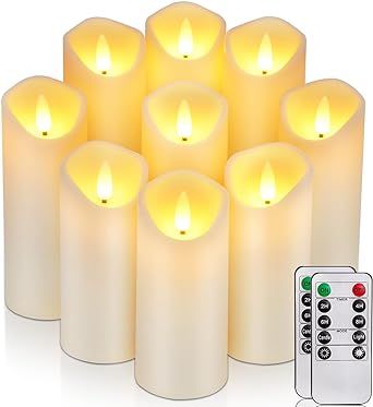 Homemory Flameless Candles, LED Candles, Battery Operated Candles with Remote Timers, Electric Fake Candles, Made of Frosted Plastic, Won't Melt, Ivory, Set of 9