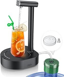 Water Dispenser - Desk Water Dispenser for 5 Gallon Bottle, Low Decibel Bedside Water Dispenser, Intelligent 7 Levels Ounce Portable Detachable Water Jug Pump for Camping Home Office Kitchen Travel