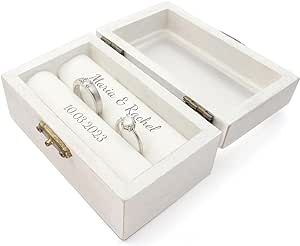 Personalized Wooden Ring Box for Wedding Rings and Couple Jewelry - A Perfect Keepsake for Your Special Day,Custom Text and Date Engraving