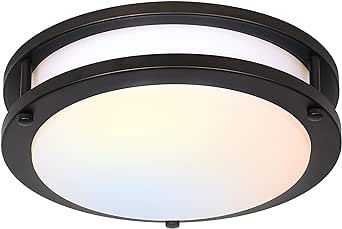 Hykolity 10 inch Flush Mount LED Ceiling Light Fixture, 17W 1100lm, 2700K/3000K/3500K/4000K/5000K Adjustable Ceiling Lights, Oil Rubbed Bronze Saturn Dimmable Lighting for Hallway Bathroom or Kitchen