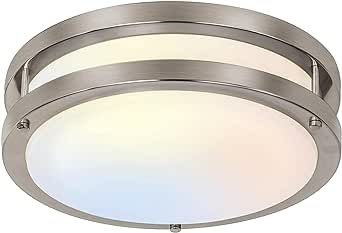 hykolity 10 inch Flush Mount LED Ceiling Light Fixture, 17W 1100lm, 2700K/3000K/3500K/4000K/5000K Adjustable Ceiling Lights, Brushed Nickel Saturn Dimmable Lighting for Hallway Bathroom or Kitchen