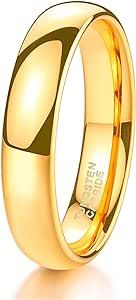 TRUMIUM 2mm 4mm 6mm 8mm Tungsten Wedding Band Ring for Men Women Gold/Rose Gold/Silver Domed High Polish Comfort Fit 4-15