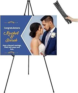 Upgrade Version Display Easel Stand for Wedding Sign Poster,63" Tall Instant Easels for Display Arts Painting Shower Sign,Adjustable Collapsable Floor Tripod with Portable Bag,Holds 5lbs,1Pack