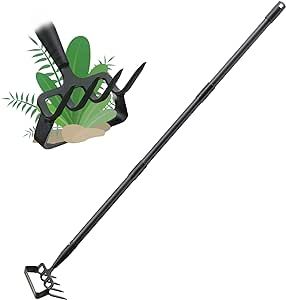 Stirrup Hoe and Cultivator Garden Tool Heavy Duty, Scuffle Loop Hula Action Hoe Weeding Gardening Hand Tools for Women Kids Men, Metal Weeder Scraper Garden Hoe Rake Weed Puller Long Handle 32-62 inch