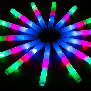 Glow Sticks Bulk, 28 Pcs Giant Foam Glow Sticks with 3 Modes Colorful Flashing, Neon Party Favors, Glow in The Dark Party Supplies for Wedding, Raves, Concert, Camping, New Year, Carnival