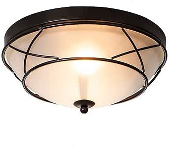 Black Classic Dome Ceiling Light Flush Mount,2-Light Bronze Lighting Fixtures Frosted Glass Farmhouse Ceiling Lamp for Living Room Kitchen Bedroom Hallway Entryway Staircase Indoor/Outdoor