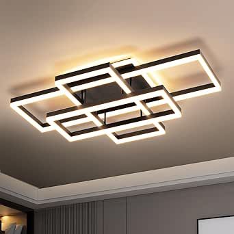 Modern LED Flush Mount Ceiling Light, Black Square Acrylic Flush Mount Ceiling Lights Fixture, Lighting Fixture Ceiling Lamp for Kitchen, Living Room, Bedroom, Laundry Room,Dimmable Memory Function 30